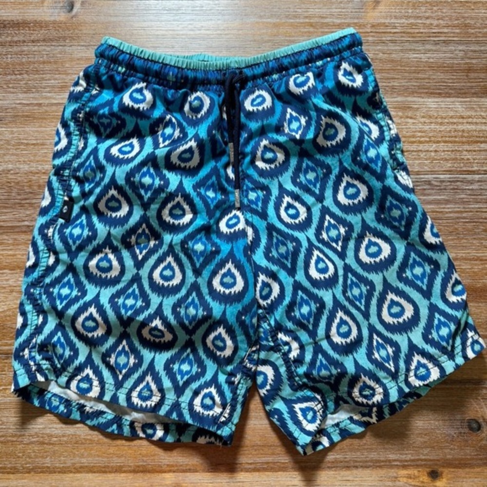 MKS Unlimited Swim Trunks Blue Patterned Swim Shorts‎ Casual Size 32